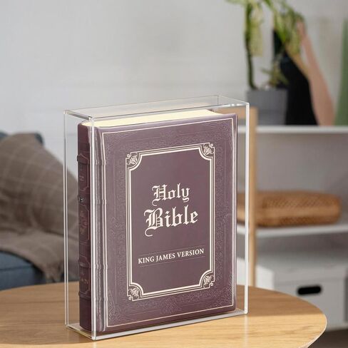 Clear Display Case for Bible, Acrylic Vertical & Horizontal Display Case, Book Display Case Family Bible Organizer Box for Book Jewelry Collector, 11.8 x 9.7 x 2.87 inch in Kuwait