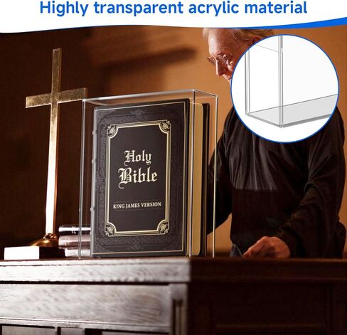 Clear Display Case for Bible, Acrylic Vertical & Horizontal Display Case, Book Display Case Family Bible Organizer Box for Book Jewelry Collector, 11.8 x 9.7 x 2.87 inch in Kuwait