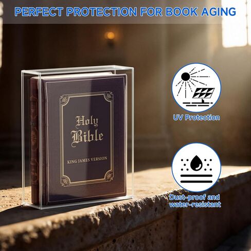Clear Display Case for Bible, Acrylic Vertical & Horizontal Display Case, Book Display Case Family Bible Organizer Box for Book Jewelry Collector, 11.8 x 9.7 x 2.87 inch in Kuwait