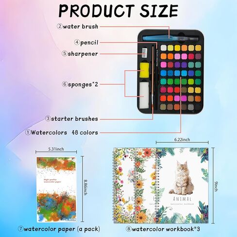 48 Colors Watercolor Workbook Paint Set for Adults-Create 30 Beautiful Paintings,Complete Water Colors Paint Adult Set for Beginners&Artists 3 Pack in Saudi Arabia