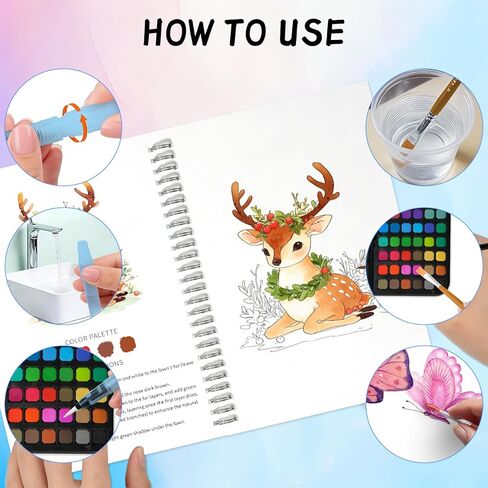 48 Colors Watercolor Workbook Paint Set for Adults-Create 30 Beautiful Paintings,Complete Water Colors Paint Adult Set for Beginners&Artists 3 Pack in Saudi Arabia
