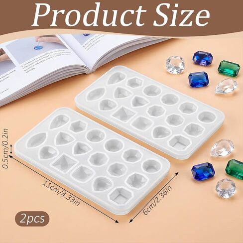 2 Pcs Gemstone Silicone Mold, Resin Jewelry Molds Silicone Pendant Epoxy Molds Jewelry Casting Mold for Making Earrings Jewelries Making DIY Crafting Projects in Saudi Arabia