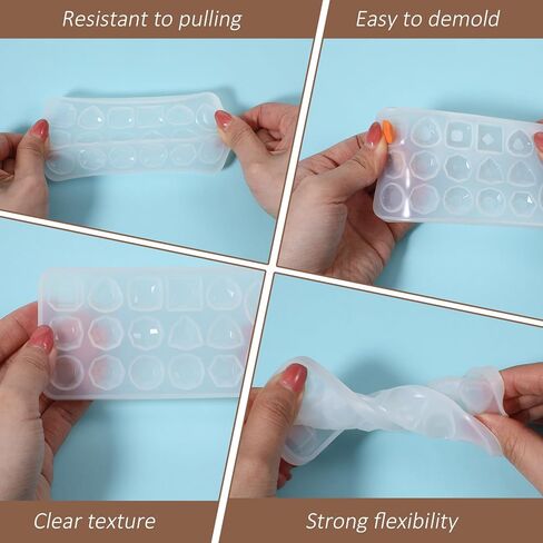 2 Pcs Gemstone Silicone Mold, Resin Jewelry Molds Silicone Pendant Epoxy Molds Jewelry Casting Mold for Making Earrings Jewelries Making DIY Crafting Projects in Saudi Arabia