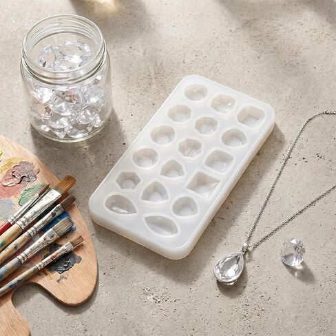 2 Pcs Gemstone Silicone Mold, Resin Jewelry Molds Silicone Pendant Epoxy Molds Jewelry Casting Mold for Making Earrings Jewelries Making DIY Crafting Projects in Saudi Arabia
