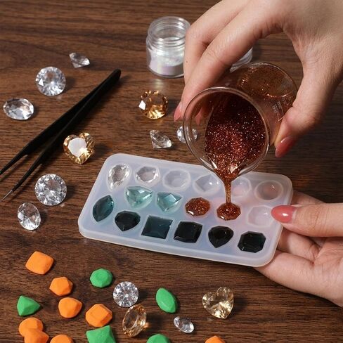 2 Pcs Gemstone Silicone Mold, Resin Jewelry Molds Silicone Pendant Epoxy Molds Jewelry Casting Mold for Making Earrings Jewelries Making DIY Crafting Projects in Saudi Arabia