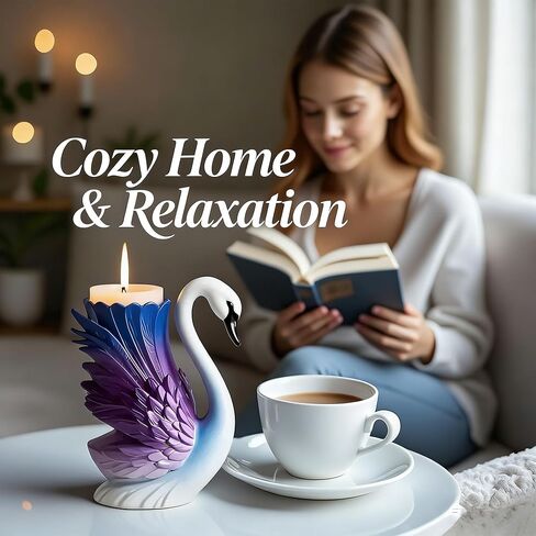 1Pc Swan Resin Silicone Jar Mold Elegant Animal Bird Candle Epoxy Casting Mold for DIY Home Decor Art Crafts Flower Vase Pen Holder Candle Holder Succulent Planter Handmade Gifts in Saudi Arabia