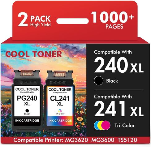 240XL 241XL Combo Pack MG3620 MG3600 Remanufactured Replacement for Canon 240 and 241 Ink Cartridges for PIXMA TS5120 MX472 MG3520 MG3220 MG2120 MG3120 MG3520 Printer PG-240 CL-241 （Black Tri-Color in Kuwait