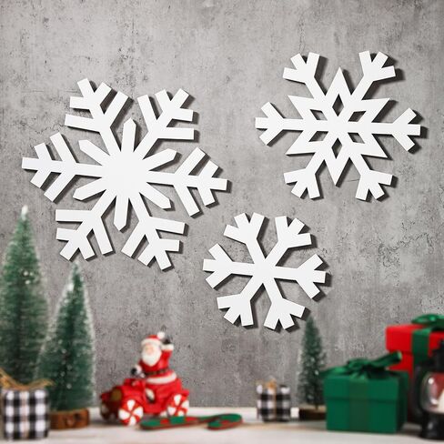 Thyle 6 Pcs winter Snowflake Wooden Sign Decoration for Wall Snowflake Shape Sign 3 Sizes Snowflake Hanging Plaques Rustic Wood Wall Holiday Decor for Bedroom Living Room in Kuwait