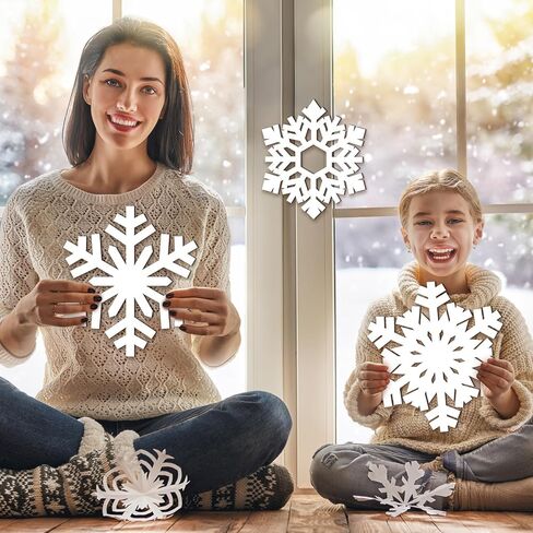 Thyle 6 Pcs winter Snowflake Wooden Sign Decoration for Wall Snowflake Shape Sign 3 Sizes Snowflake Hanging Plaques Rustic Wood Wall Holiday Decor for Bedroom Living Room in Kuwait