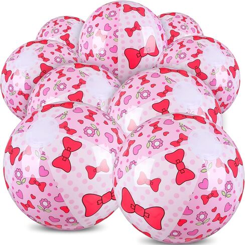 Sotiff Pink Beach Ball for Kids Cartoon Summer Pool Inflatable Ball Bulk 7.87" Beach Game Gifts Bow Tie Flower Patterns Birthday Party End of the Year Class Supplies in Saudi Arabia