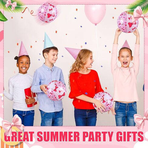 Sotiff Pink Beach Ball for Kids Cartoon Summer Pool Inflatable Ball Bulk 7.87" Beach Game Gifts Bow Tie Flower Patterns Birthday Party End of the Year Class Supplies in Saudi Arabia