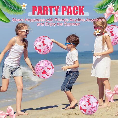 Sotiff Pink Beach Ball for Kids Cartoon Summer Pool Inflatable Ball Bulk 7.87" Beach Game Gifts Bow Tie Flower Patterns Birthday Party End of the Year Class Supplies in Saudi Arabia