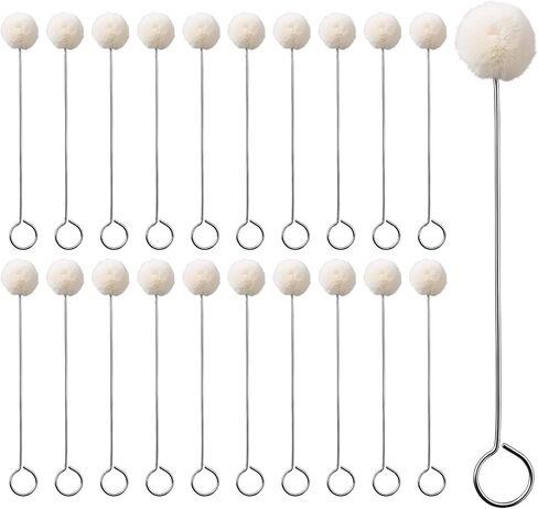 20Pcs Wool Daubers with Metal Handle, Ball Brush, Leather Dye Applicator Brushes, Wool Balls Dauber Dyeing Applicator for Dyeing, Staining & DIY Craft Projects in Kuwait