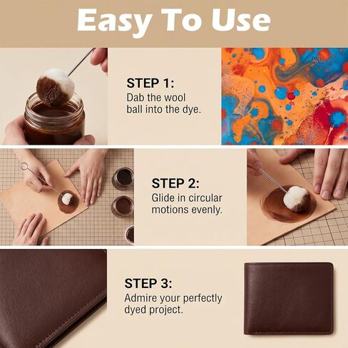 20Pcs Wool Daubers with Metal Handle, Ball Brush, Leather Dye Applicator Brushes, Wool Balls Dauber Dyeing Applicator for Dyeing, Staining & DIY Craft Projects in Kuwait