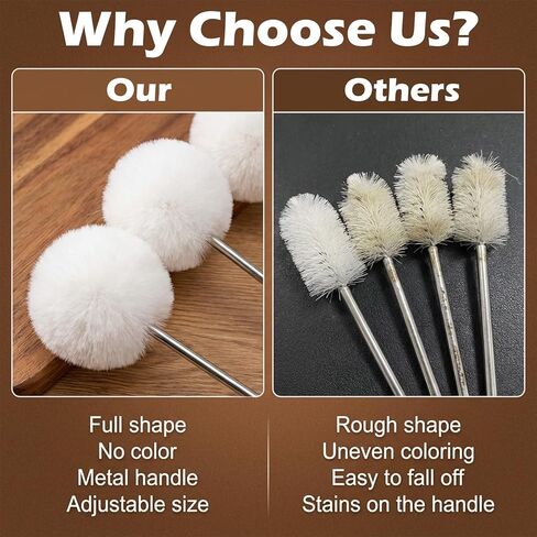 20Pcs Wool Daubers with Metal Handle, Ball Brush, Leather Dye Applicator Brushes, Wool Balls Dauber Dyeing Applicator for Dyeing, Staining & DIY Craft Projects in Kuwait