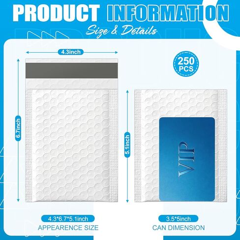 250 Pack Bubble Mailers 3.5 x 5 Inch Padded Envelopes Small Self Sealed Card Shipping Bubble Mailer Opaque Waterproof Padded Envelopes for Jewelry Makeup Gifts DIY Kits Business Supplies in Saudi Arabia