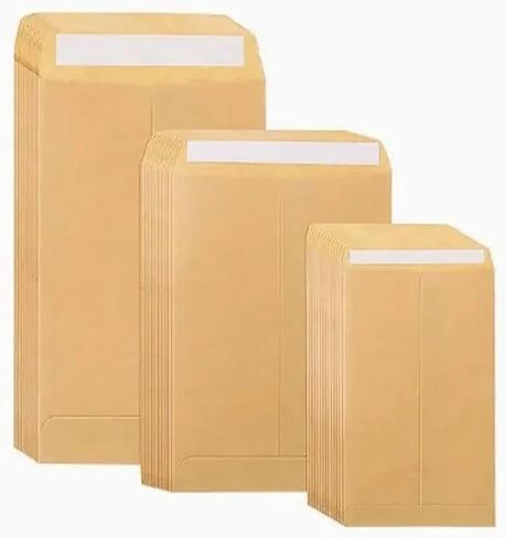 25/100pcs, Heavy-Duty Kraft Paper,Self-Sealing A4 Envelopes, Bulk Pack,Peel & Seal Closure in Kuwait