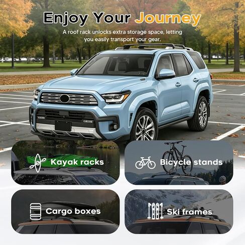 قضبان متقاطعة لرف السقف Powerty 300LBS لملحقات Toyota 4Runner لعام 2025-2026 مع قضبان جانبية مرتفعة، وقضبان متقاطعة للسقف من الألومنيوم قابلة للقفل على السطح حامل أرفف الأمتعة لتويوتا 4Runner in Kuwait