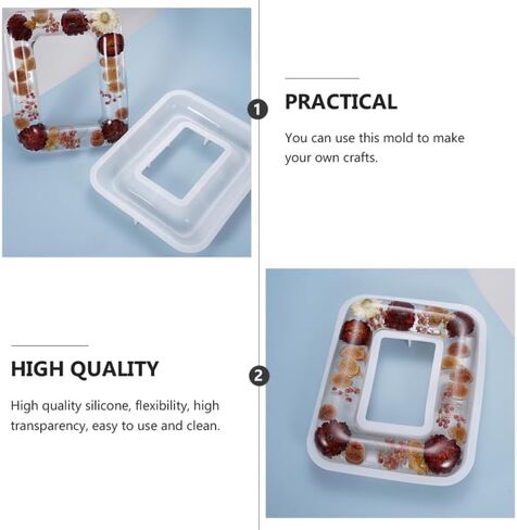 Photo Frame Mold 9.29X7.51X1.18In Silicone DIY Craft Mold for Resin Picture Frame Making Flexible Clear Non-Stick Tool for Home Decor in Kuwait