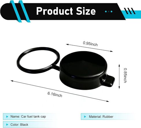 Capless Gas Cap Cover, Dustproof Capless Gas Cap with Tether 2.375Inch ID, Waterproof Gas Cap Replacement, Universal Fuel Tank Caps Accessories for Car, SUV, Truck (Black) in Saudi Arabia