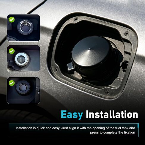 Capless Gas Cap Cover, Dustproof Capless Gas Cap with Tether 2.375Inch ID, Waterproof Gas Cap Replacement, Universal Fuel Tank Caps Accessories for Car, SUV, Truck (Black) in Saudi Arabia