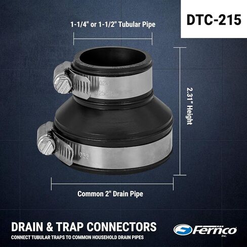 موصل الصرف والمصيدة من Fernco PDTC-215 لأنبوب 2 بوصة إلى 1-1/2 بوصة أو 1-1/4 بوصة in Kuwait