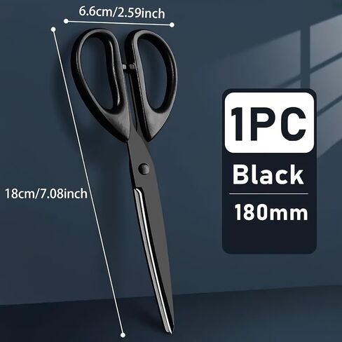 1pc of Large,Thick Black Scissors with a Black Anti-Rust Finish And a Non-Stick Coating,Suitable for Various Uses in Daily Home in Kuwait