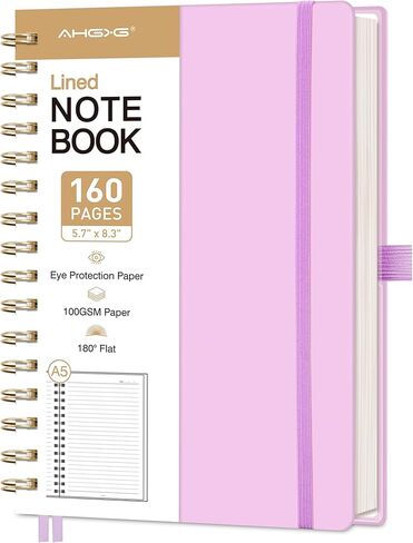 AHGXG Spiral Journal Notebook, 160 Lined Pages, A5 Medium Size (5.7'' x 8.3''), for Men & Women, Journaling, Writing, Work & Office, Hardcover, 100 GSM Thick Paper (Light Green) in Kuwait