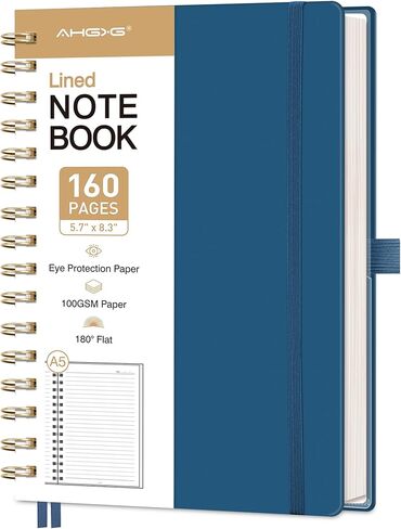 AHGXG Spiral Journal Notebook, 160 Lined Pages, A5 Medium Size (5.7'' x 8.3''), for Men & Women, Journaling, Writing, Work & Office, Hardcover, 100 GSM Thick Paper (Light Green) in Kuwait