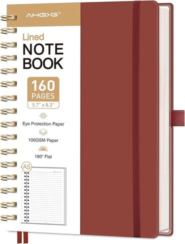AHGXG Spiral Journal Notebook, 160 Lined Pages, A5 Medium Size (5.7'' x 8.3''), for Men & Women, Journaling, Writing, Work & Office, Hardcover, 100 GSM Thick Paper (Light Green) in Kuwait