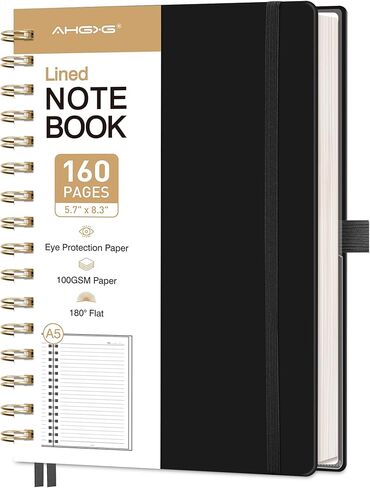 AHGXG Spiral Journal Notebook, 160 Lined Pages, A5 Medium Size (5.7'' x 8.3''), for Men & Women, Journaling, Writing, Work & Office, Hardcover, 100 GSM Thick Paper (Light Green) in Kuwait