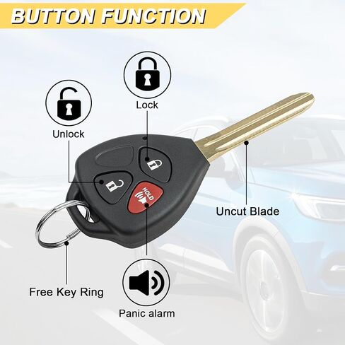 Vurkcy Key Fob Replacement for 2007-2013 Toyota Yaris/ 05-12 Scion TC/ 12-13 IQ/ 08-14 XD Car Keyless Entry Remote Control, MOZB41TG, 3 Buttons in Kuwait