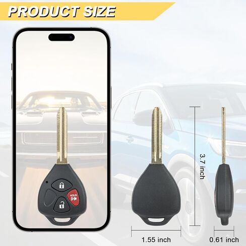 Vurkcy Key Fob Replacement for 2007-2013 Toyota Yaris/ 05-12 Scion TC/ 12-13 IQ/ 08-14 XD Car Keyless Entry Remote Control, MOZB41TG, 3 Buttons in Kuwait