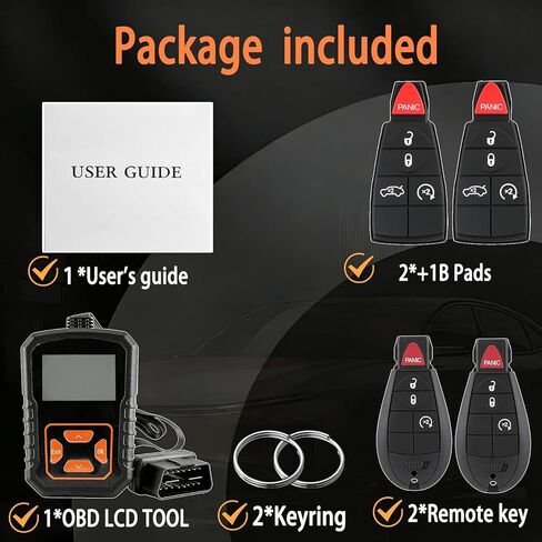 DIY Key Fob Kit Replacement 2008 2009 2010 2011 2012 Dodge Ram 1500 2500 3500 Journey Challenger Grand Caravan Jeep Grand Keyless Entry Remote Key IYZ-C01C with Simple Key OBD Tool for At Home in Saudi Arabia