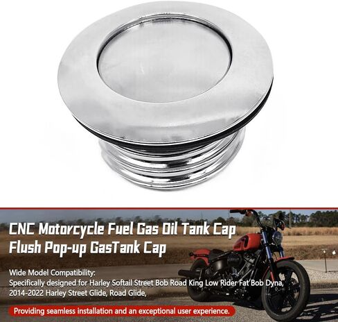 Gas Cap Pop-up Fit for Harley Softail Street Bob Breakout 114 Fat Boy Standard Heritage Deluxe 2018-2023 Replace 61100119A Silver in Saudi Arabia
