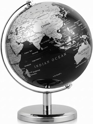 6 Inch Small World Globe with Antique Bronze Stand Earth Desktop Decor for Kids & Adults Geography Learning Globe for Home Office Classroom (Silver) in Kuwait