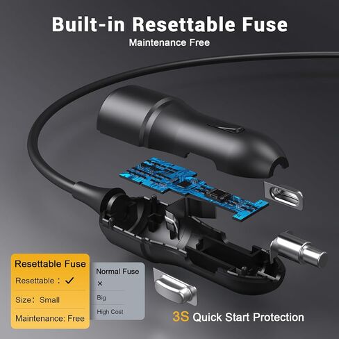 12AWG Car Cigarette Lighter Plug to Anderson Connector Extension Cable, 12V Heavy Duty DC Charging Cord with Resettable Fuse for Portable Power Station Solar Generator 12V Vehicle-4.9FT in Saudi Arabia