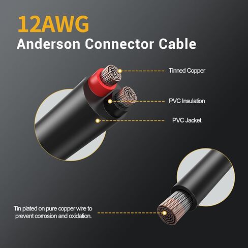 12AWG Car Cigarette Lighter Plug to Anderson Connector Extension Cable, 12V Heavy Duty DC Charging Cord with Resettable Fuse for Portable Power Station Solar Generator 12V Vehicle-4.9FT in Saudi Arabia
