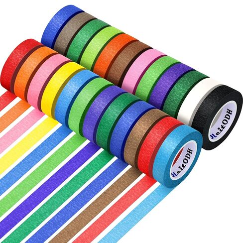 Oleitodh 6 Rolls Colored Masking Tape-2 inch x 180 Yards Painters Tape, Rainbow Colors Rolls Bulk Kids Colorful Paper Marking Tape Decorative Arts Crafts Labeling DIY School Classroom Supplies in Kuwait