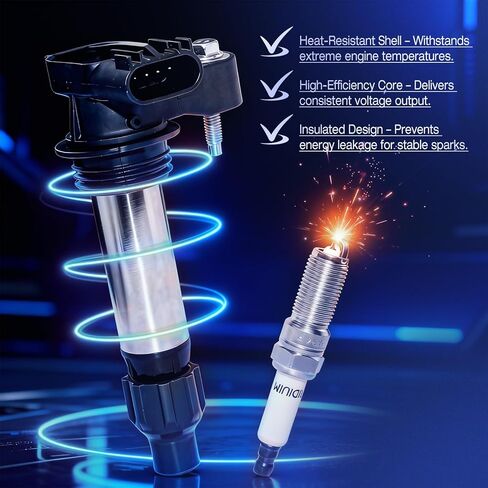 UF569 Ignition Coil and Spark Plugs Compatible with Chevrolet Malibu Equinox Traverse Impala Camaro LS LT ATS CTS SRX XTS Terrain Acadia Enclave LaCrosse 3.0L 3.6L, Replace GN10494 12632479 in Saudi Arabia