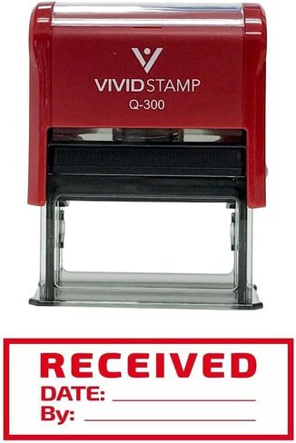 Received w/Border Self-Inking Office Rubber Stamp (Red) - Large in Kuwait