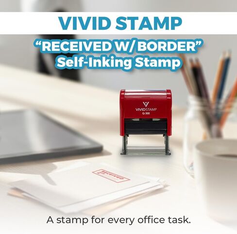 Received w/Border Self-Inking Office Rubber Stamp (Red) - Large in Kuwait