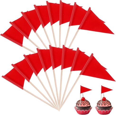 100 Pcs Red Flag Cupcake Toppers Golf Flag Toothpicks Flag Cocktail Picks Mini Golf Flags For Jello Shots Small Plain Triangle Fruit Cheese Markers For Wedding Party Buffet Appetizers Diy Decoration in Saudi Arabia