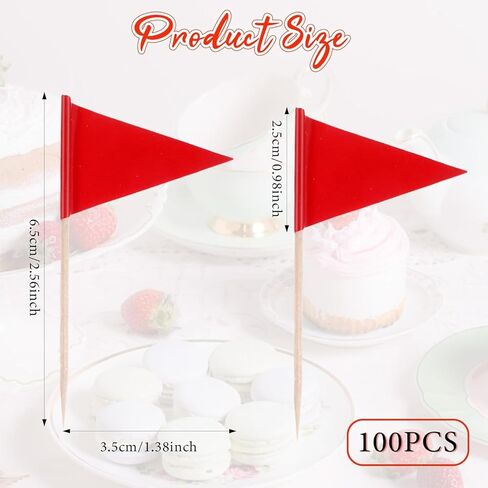 100 Pcs Red Flag Cupcake Toppers Golf Flag Toothpicks Flag Cocktail Picks Mini Golf Flags For Jello Shots Small Plain Triangle Fruit Cheese Markers For Wedding Party Buffet Appetizers Diy Decoration in Saudi Arabia