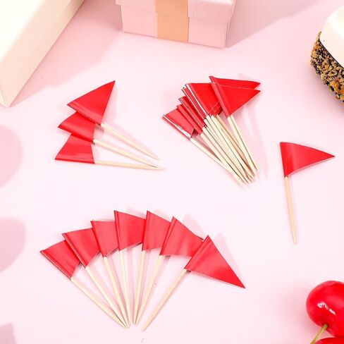 100 Pcs Red Flag Cupcake Toppers Golf Flag Toothpicks Flag Cocktail Picks Mini Golf Flags For Jello Shots Small Plain Triangle Fruit Cheese Markers For Wedding Party Buffet Appetizers Diy Decoration in Saudi Arabia