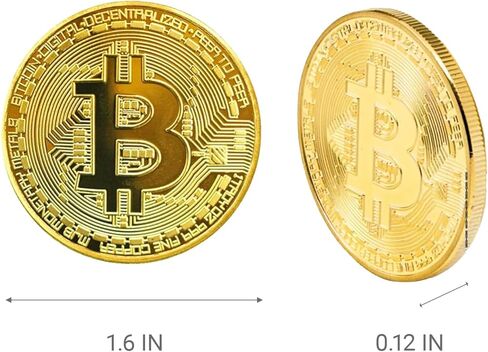 6Ps Gold Plated Bitcoin Coin – Physical Cryptocurrency Collectible with Protective Display Case, Premium Commemorative Souvenir for Crypto Enthusiasts and Gift Giving （Golden in Saudi Arabia