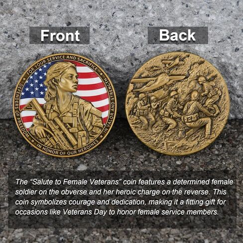 Veteran Female Soldier Honor Coin - Featuring Female Soldier, Commemorating Our Heroes, Celebrating Courage and Dedication, 1.58in (Single Coin) in Saudi Arabia