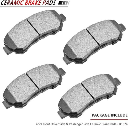 JLEO مكابح سيراميك أمامية وخلفية للسائق وجانب الركاب D905 D1374 لـ 2008-2013 Nissan Rogue / 2009-2020 Nissan Maxima (ليس لعام 2015) in Kuwait