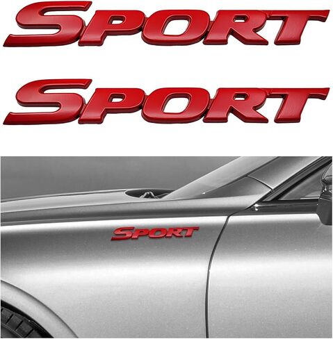 KVAEY 2 PCS 3D Metal Car Sport Sticker, Chrome-Plated Personalise Sport Emblem Car Tailgate Decal Sticker, Automotive Side Fender Rear Adhesive Emblem Badge Decals for SUVs Sedans RVs (Red) in Kuwait