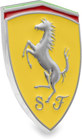 3D Emblem Sticker for Ferrari Fans – 3" x 2.5" Yellow and Chrome Resin Badge for Universal Application in Saudi Arabia